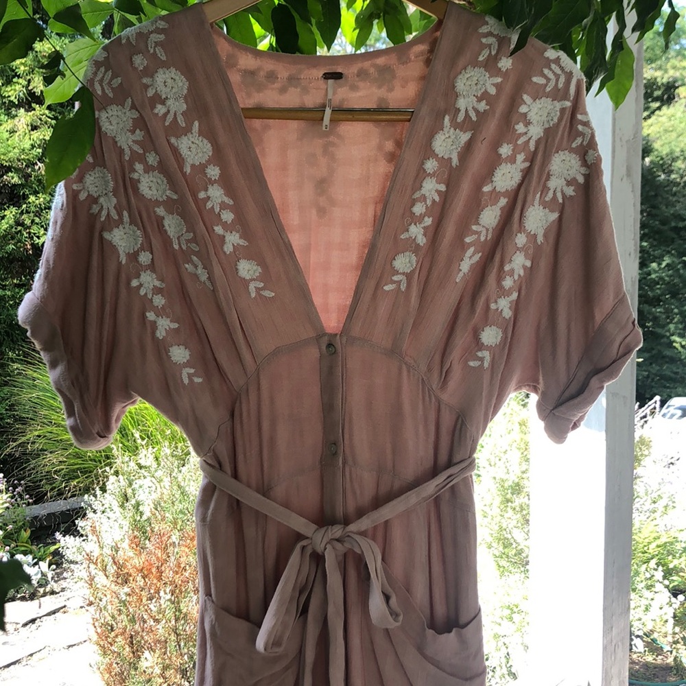Blush Free People Dress Plunging Neckline